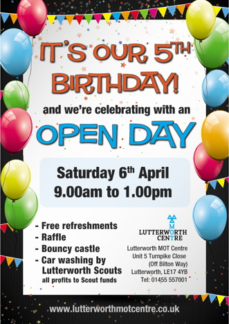 It's our birthday - and we're having an open day. Saturday April 6th 2013, 9am to 1pm.