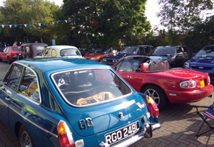 Car Show Mk4. Cars lining up early, ready for visitors to start arriving. 